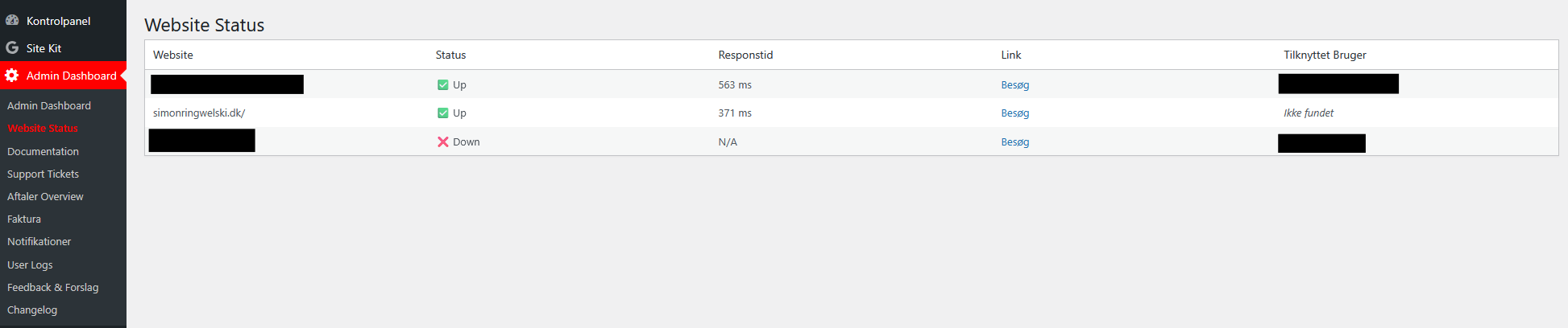 Skærmbillede 10 af custom WordPress admin-dashboard